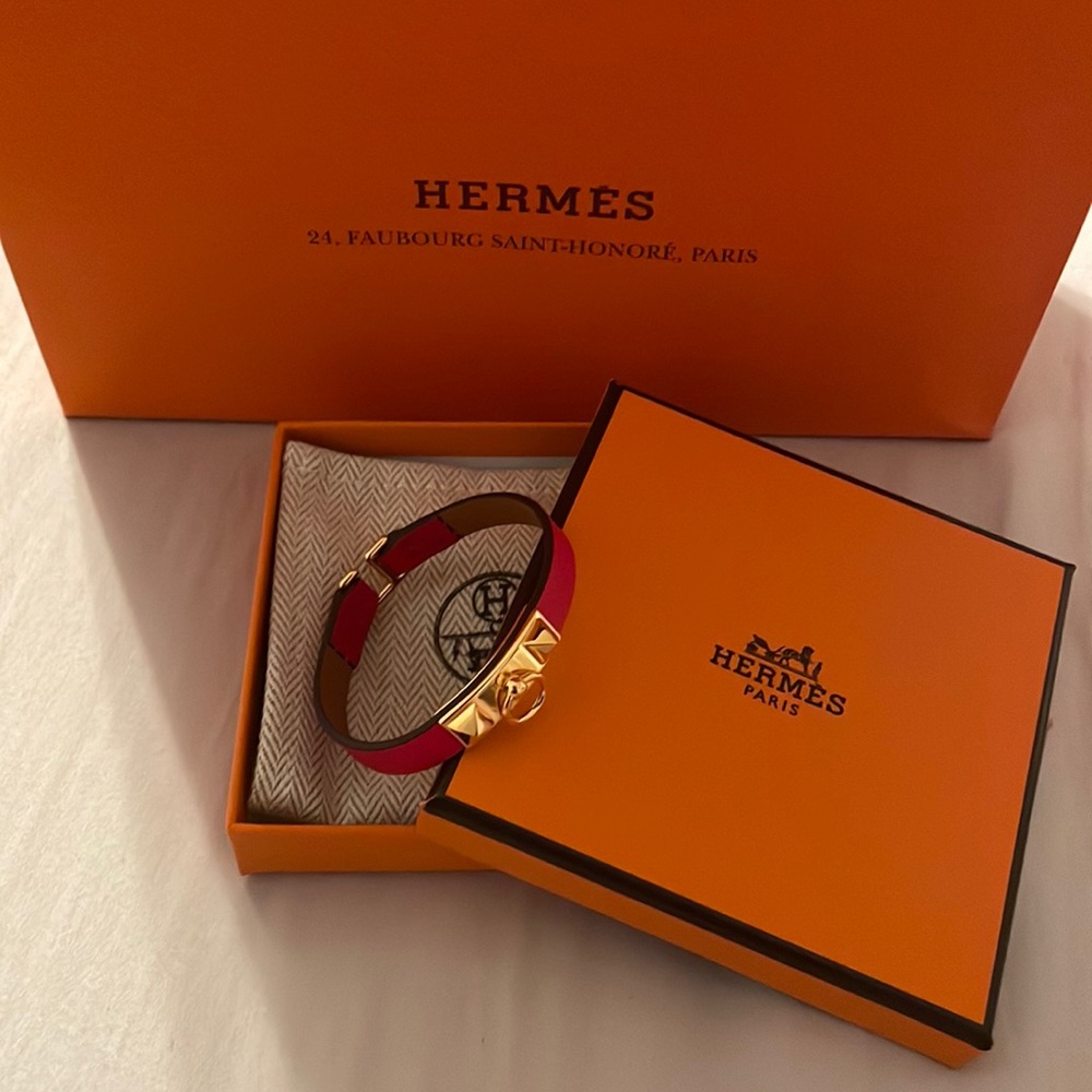 Hermes Mini Rivale Bracelet in Red - Sz T3
